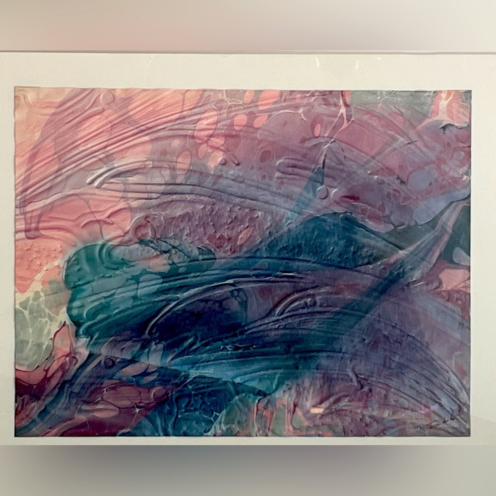 M. Tomchuk Original Abstract Marbled Raised Mulberry Paper Painting